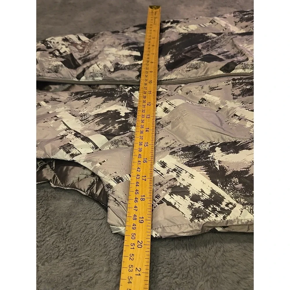GERRY Reversible Puffer Vest Women's Large L Gray Black Abstract Hooded Packable